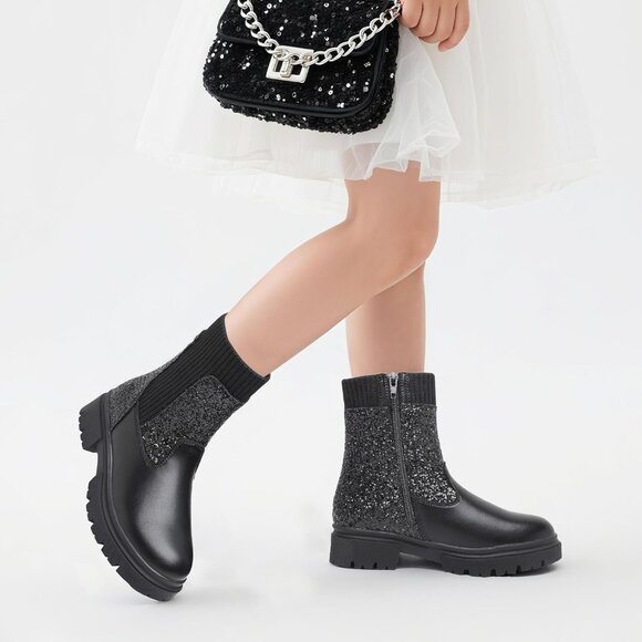 Trendy Chelsea & Combat Boots for Girls – Water-Resistant Black Zipper Booties - Picture 6 of 6